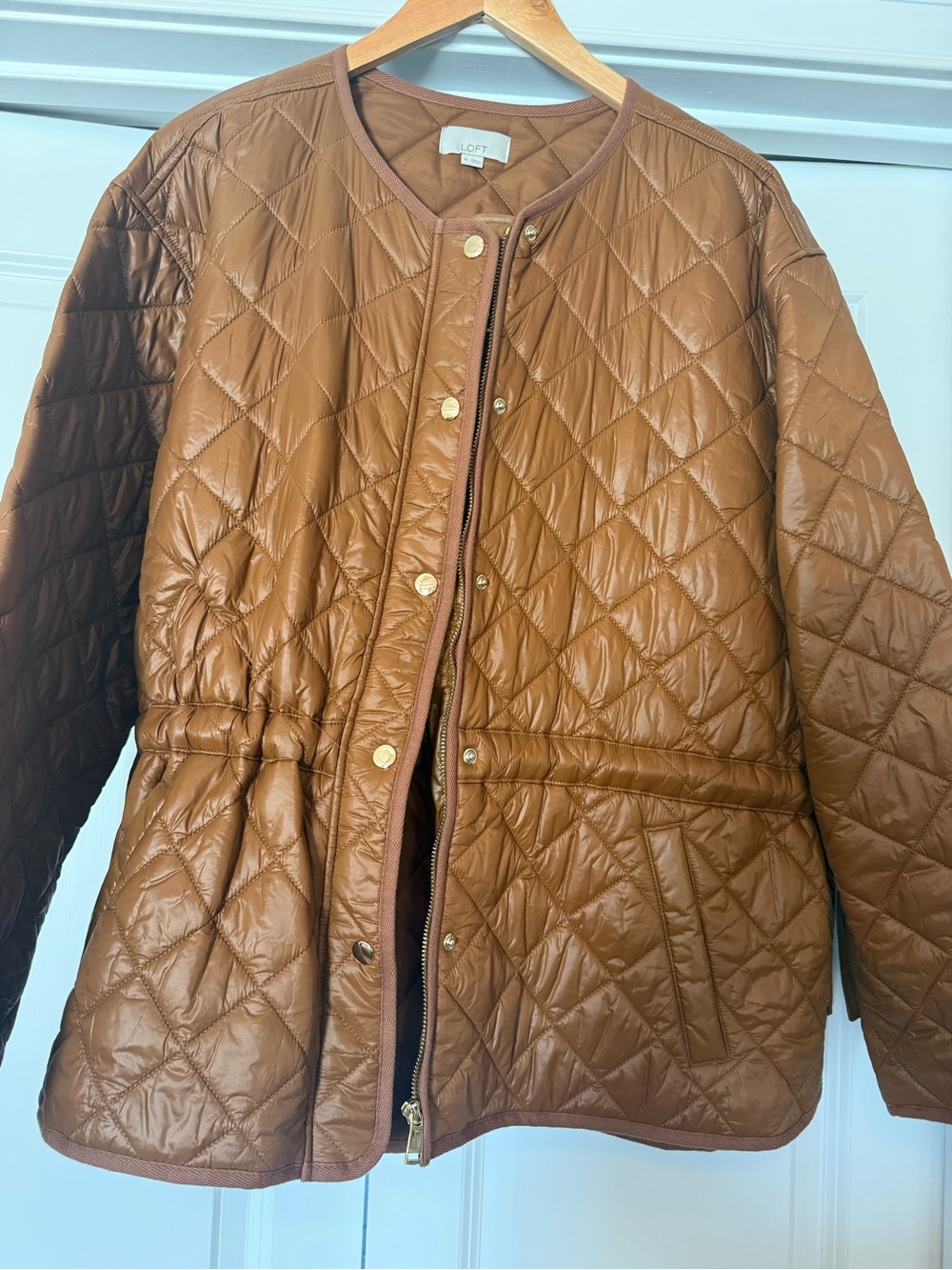 LOFT Quilted Tan-Brown Puffer Jacket
